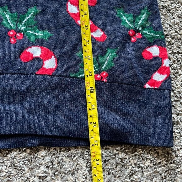 Kiabi Christmas Sweater Mens XL Navy Blue Christmas Candy Cane Festive Pullover - Picture 6 of 6